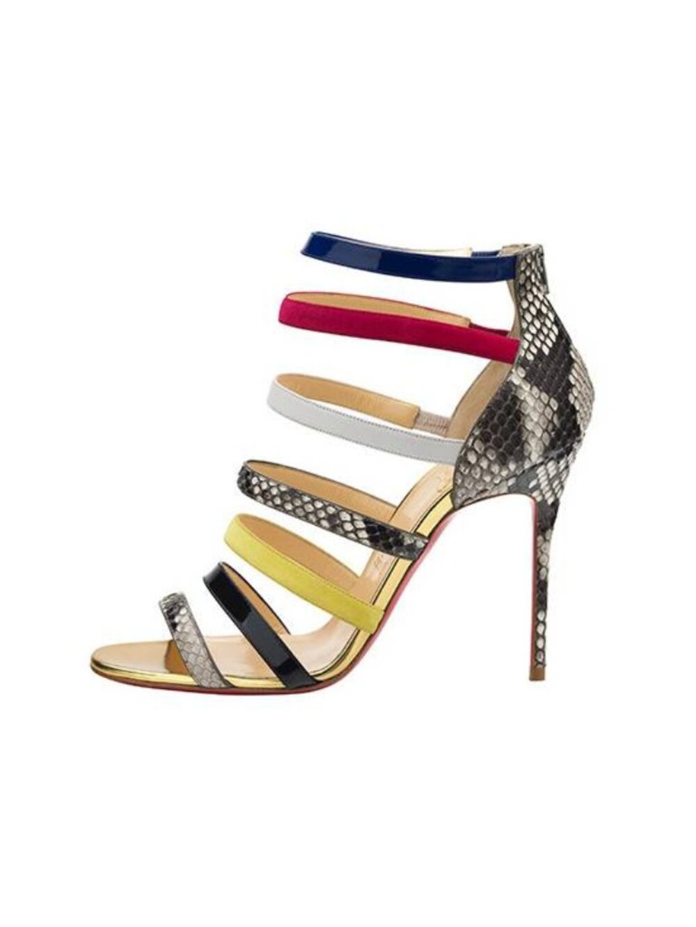 Christian Louboutin Mariniere 100 Multicolour Python Lucido Strappy Sandals